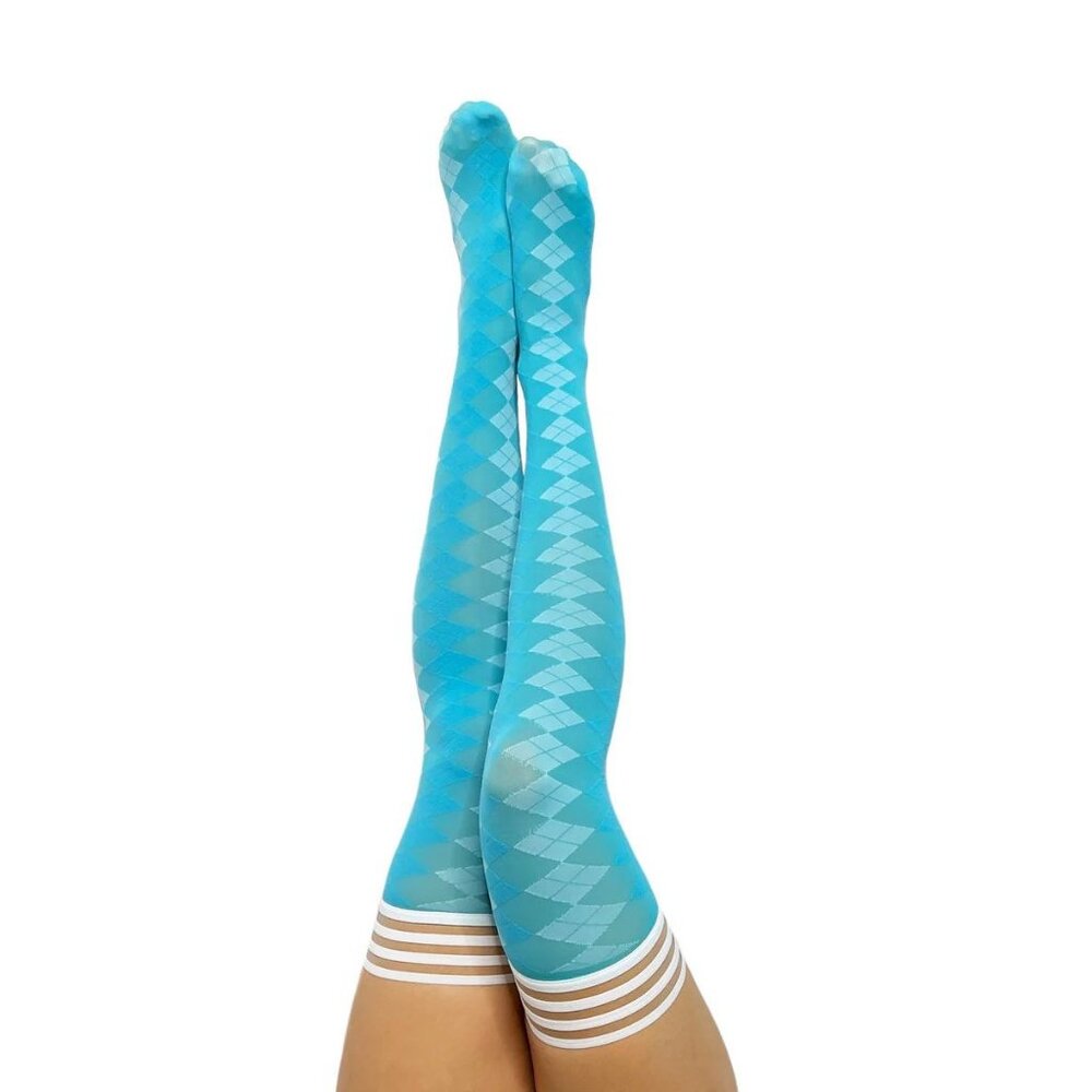 KIX'IES Teal‎ ARGYLE THIGH HIGHS ALL SIZES MSRP $29